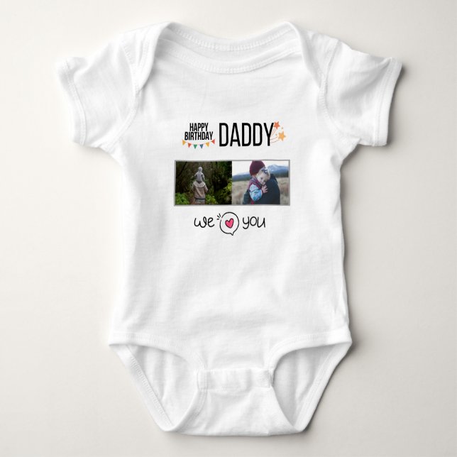 GRATTIS PÅ FÖDELSEDAGEN DADDY ANPASSNINGSBAR-FOTO  T SHIRT (Framsida)