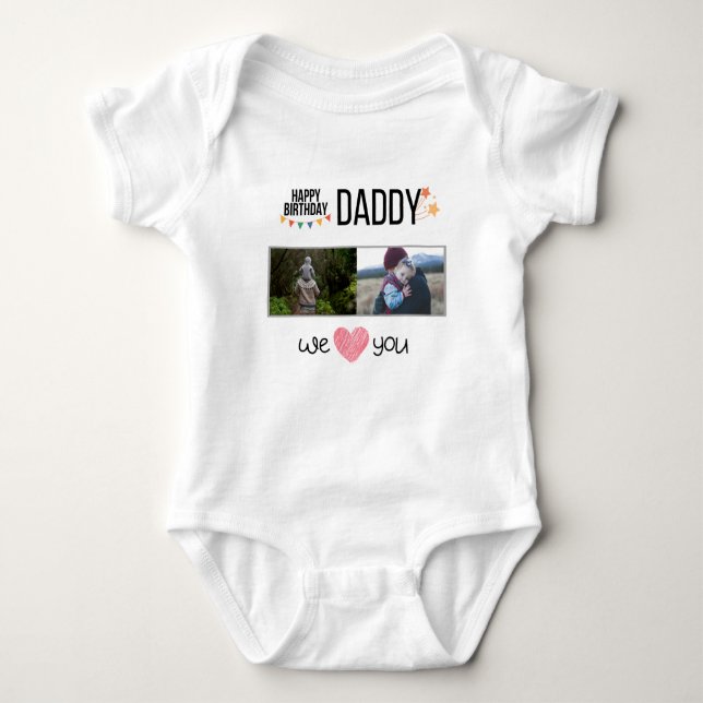 GRATTIS PÅ FÖDELSEDAGEN DADDY ANPASSNINGSBAR-FOTO  T SHIRT (Framsida)