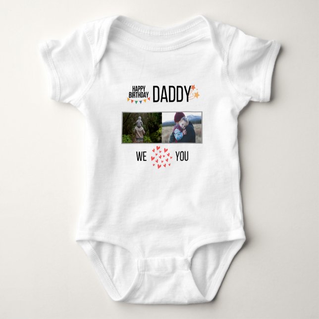 GRATTIS PÅ FÖDELSEDAGEN DADDY ANPASSNINGSBAR-FOTO  T SHIRT (Framsida)