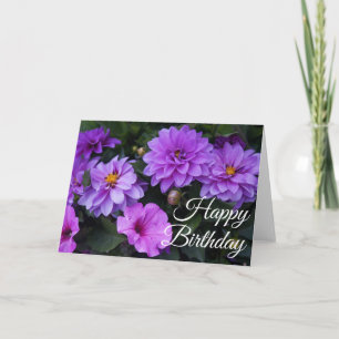 Grattis på födelsedagen Dahlia Lilac och Petunia C Kort