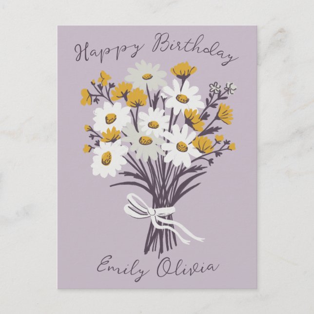 Grattis på födelsedagen Daisy Bouquet Retro EGET N Vykort (Framsida)