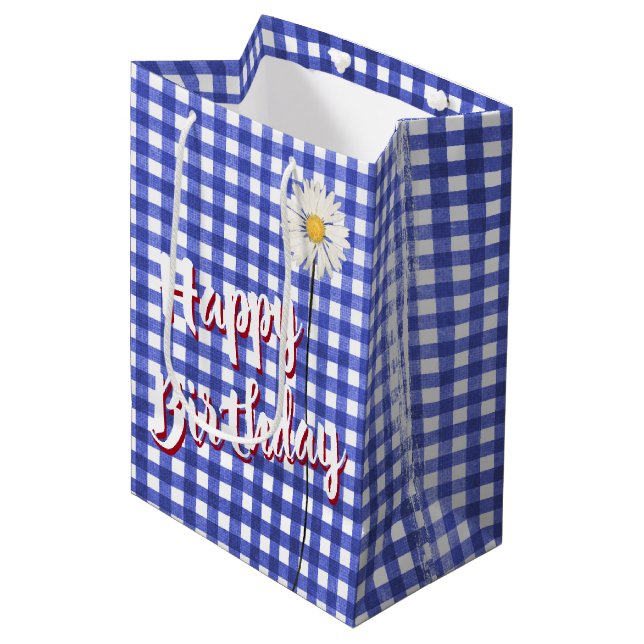 Grattis på födelsedagen Daisy på Blue Gingham (Framsidan Vinklad)
