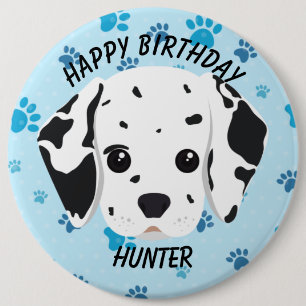 Grattis på födelsedagen Dalmatien Puppy Blue Tass Knapp