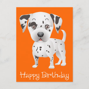 Grattis på födelsedagen Dalmatien Puppy Hund Orang Vykort