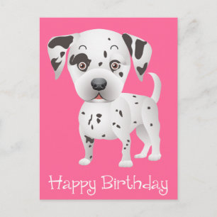 Grattis på födelsedagen Dalmatien Puppy Hund Rosa Vykort