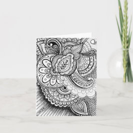 Grattis på födelsedagen Damask Indian Mandala Blan Kort