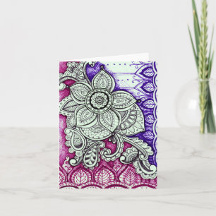 Grattis på födelsedagen Damask Indian Mandala Blan Kort