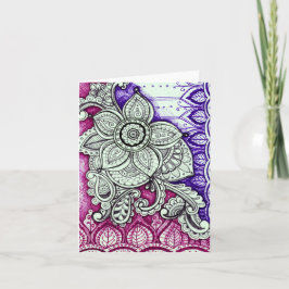 Grattis på födelsedagen Damask Indian Mandala Tom Kort