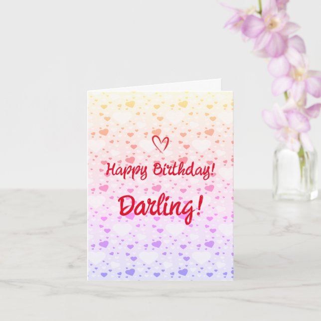 Grattis på födelsedagen Darling, Kärlek Hearts Mod Kort (Orkide)