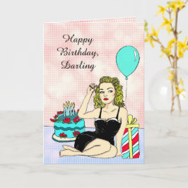 Grattis på födelsedagen Darling, Pinupet Retro Dam Kort