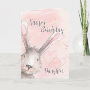 Grattis på födelsedagen DaughWatercolor Bunny Rabb Kort