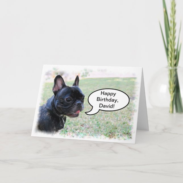 Grattis på födelsedagen David Fransk Bulldog Card Kort (Framsida)