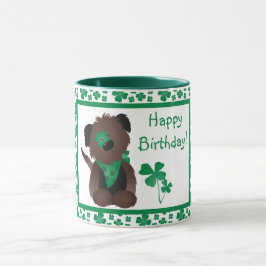 Grattis på födelsedagen Day Hund Shamrock Grönt Mugg