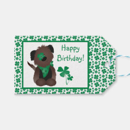 Grattis på födelsedagen Day Hund Shamrock Grönt Presentetikett