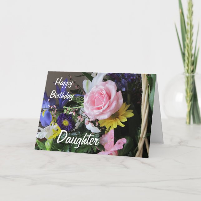 Grattis på födelsedagen Ddotti-Rosa ros Bouquet Kort (Framsida)