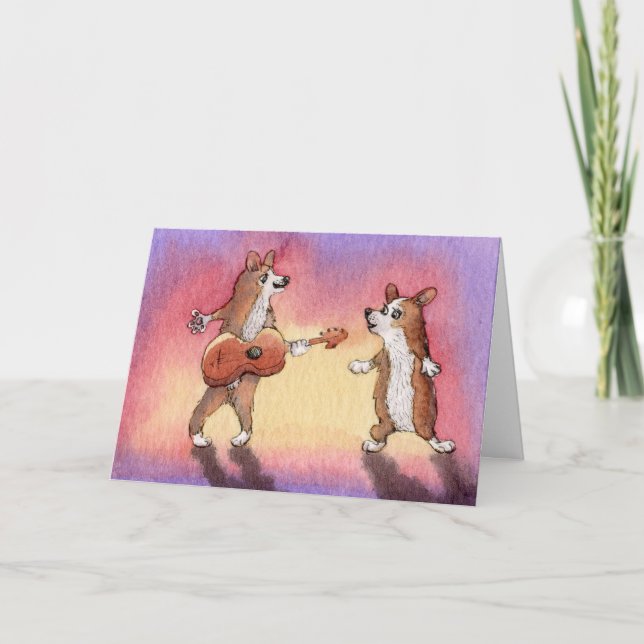 Grattis på födelsedagen de söta hundarna sjöng kort (Framsida)