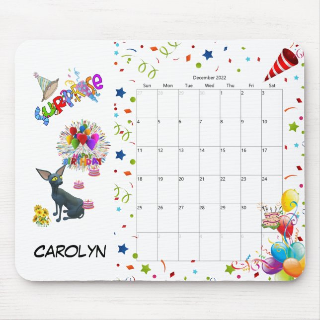 Grattis på födelsedagen december 2022 Kalendermuss Musmatta (Framsidan)