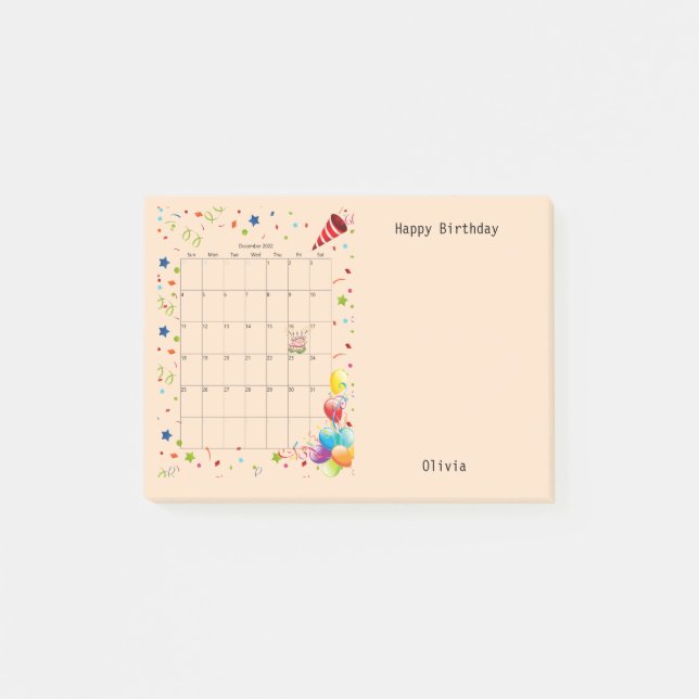 Grattis på födelsedagen december 2022 post-it block (Framsida)