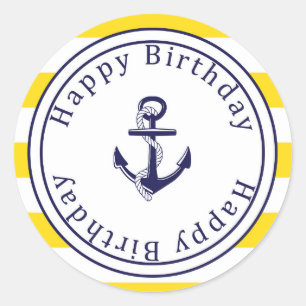 Grattis på födelsedagen-dekal - Nautisk Gult - flo Runt Klistermärke