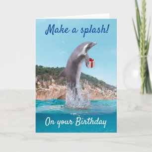 Grattis på födelsedagen Delfin Gör en Platsch Kort