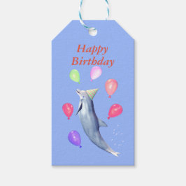 Grattis på födelsedagen Delfin och ballonger Presentetikett