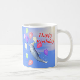 Grattis på födelsedagen-delfiner och ballonger kaffemugg