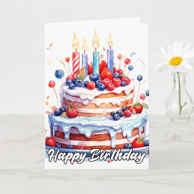 Grattis på födelsedagen Delicious Party Cake Kort (Liten växt)