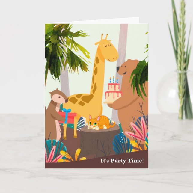 Grattis på födelsedagen Det är Party tid Kort (Framsida)