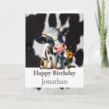 GRATTIS PÅ FÖDELSEDAGEN DIARY COW HIDE CARD