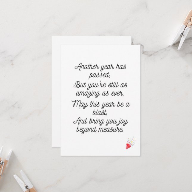 Grattis på födelsedagen Dikt-kort Kort (Fram/Back In Situ)