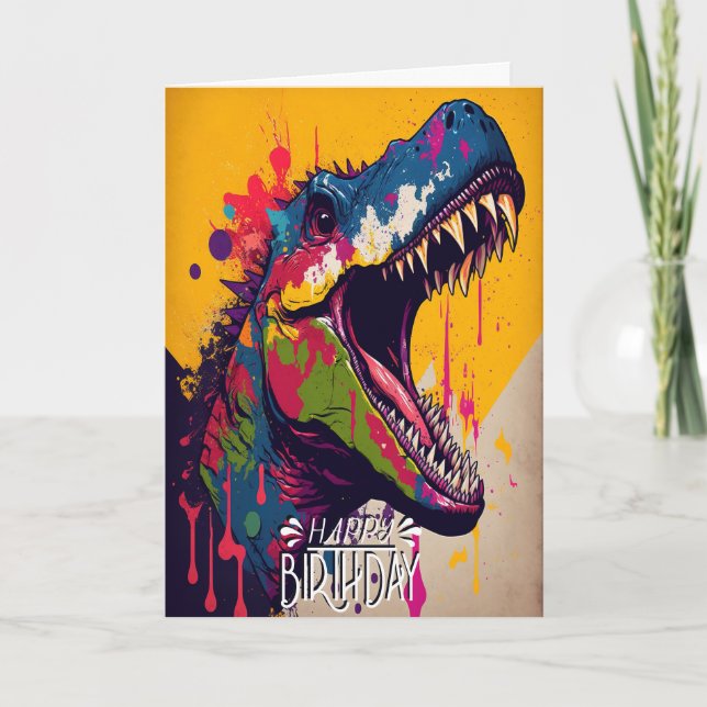 Grattis på födelsedagen Dinosaur Childrens moderna Kort (Framsida)