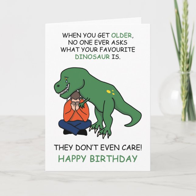 Grattis på födelsedagen Dinosaur Joke Meme Kort (Framsida)