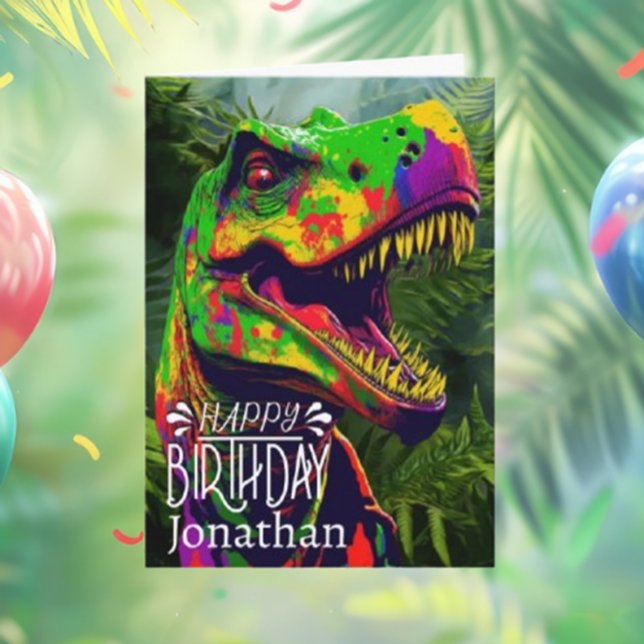 Grattis på födelsedagen Dinosaur Jungle Roar Card Kort (Happy Birthday Dinosaur Jungle Roar Card for Fun Celebrations!

—)