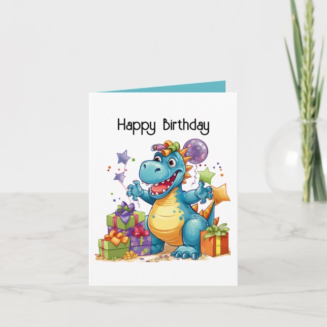 Grattis på födelsedagen Dinosaur-pojkar anpassade Kort (Framsida)
