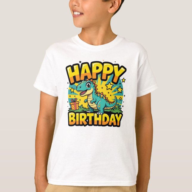 Grattis på födelsedagen Dinosaur T Shirt (Framsida)