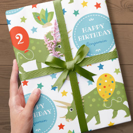 Grattis på födelsedagen Dinosaur Triceratops Namn  Presentpapper