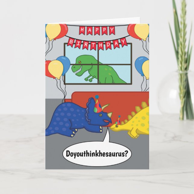 Grattis på födelsedagen Dinosaur-vykort Kort (Framsida)