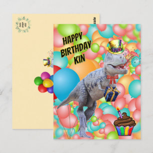 Grattis på födelsedagen Dinosaurie! (Personlig tex Vykort