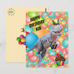 Grattis på födelsedagen Dinosaurie! (Personlig tex Vykort