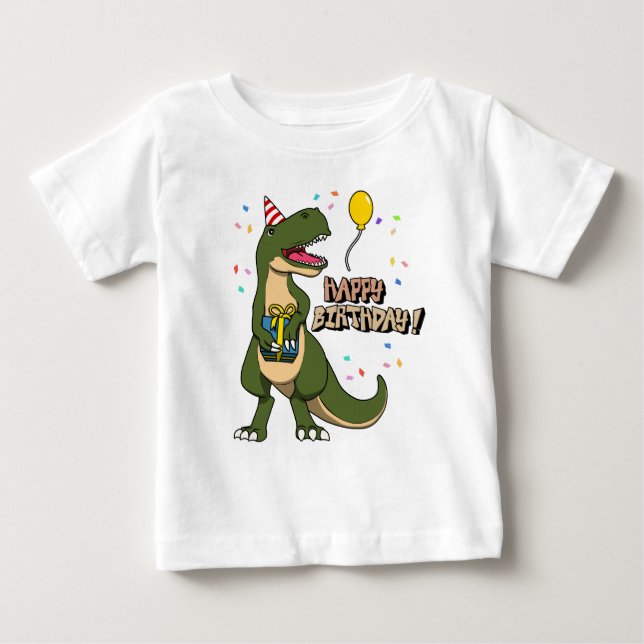 Grattis på födelsedagen Dinosaurie T-Rex T Shirt (Framsida)