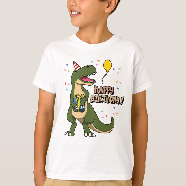 Grattis på födelsedagen Dinosaurie T-Rex T Shirt (Framsida)
