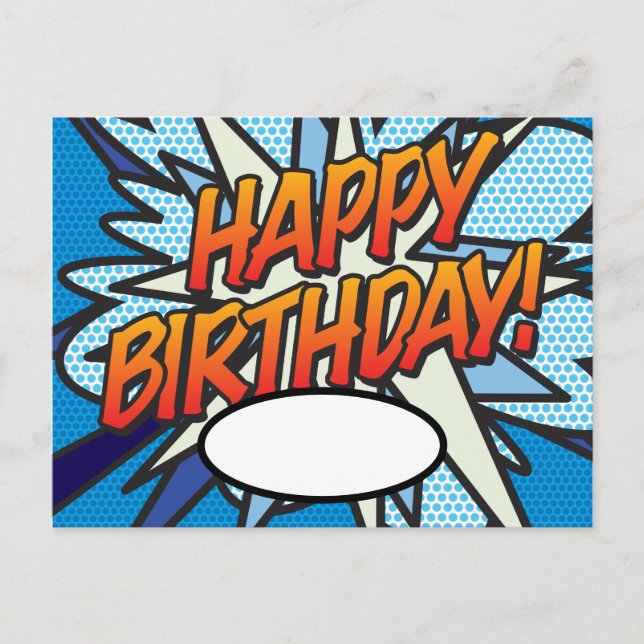Grattis på födelsedagen Ditt meddelande pratbubbla Vykort (Framsida)