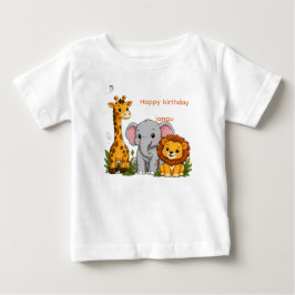 Grattis på födelsedagen Djur i djungeln Barn T-Shi T Shirt
