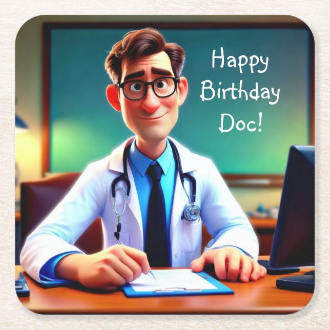 Grattis på födelsedagen Doc Underlägg Papper Kvadrat (Framsidan)