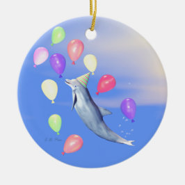 Grattis på födelsedagen Dolphin Julgransprydnad Keramik