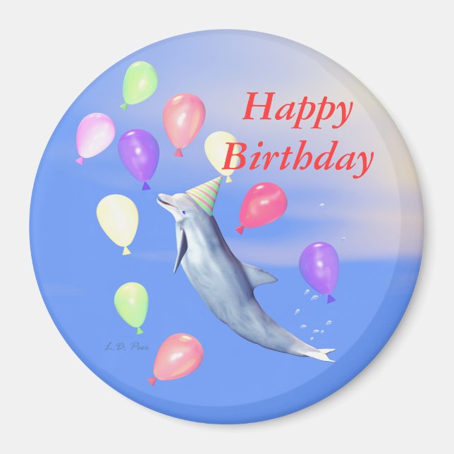 Grattis på födelsedagen Dolphin Magnet (Framsidan)