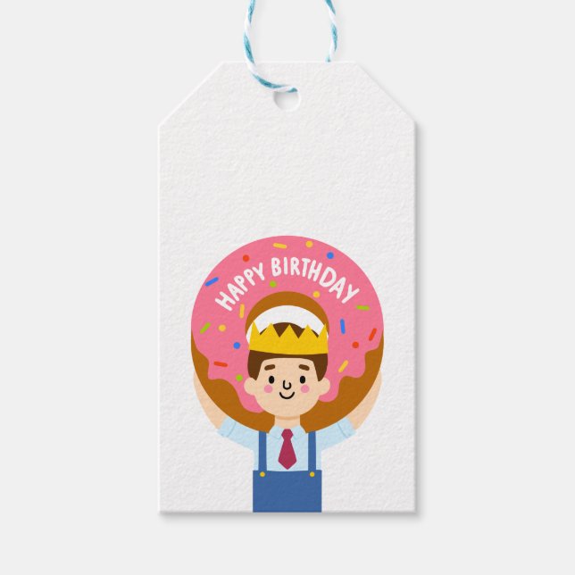 Grattis på födelsedagen donut presentetikett (Framsidan)