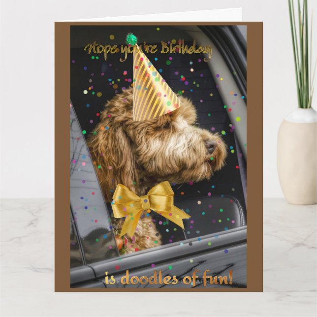 Grattis på födelsedagen doodle hund-kort kort (Framsida)