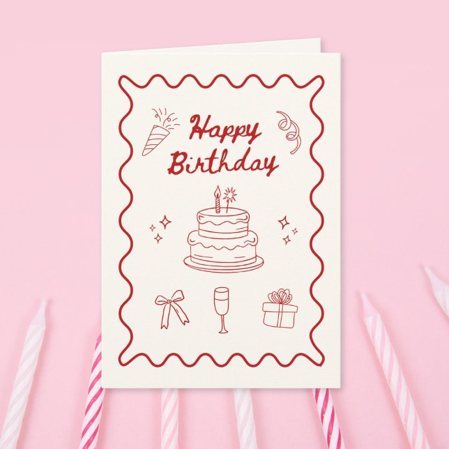 Grattis på födelsedagen doodle-mappat gratulations kort (Skapare uppladdad)