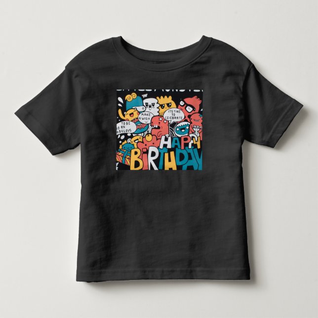 Grattis på födelsedagen Doodle Småbarn T-Shirt (Framsida)